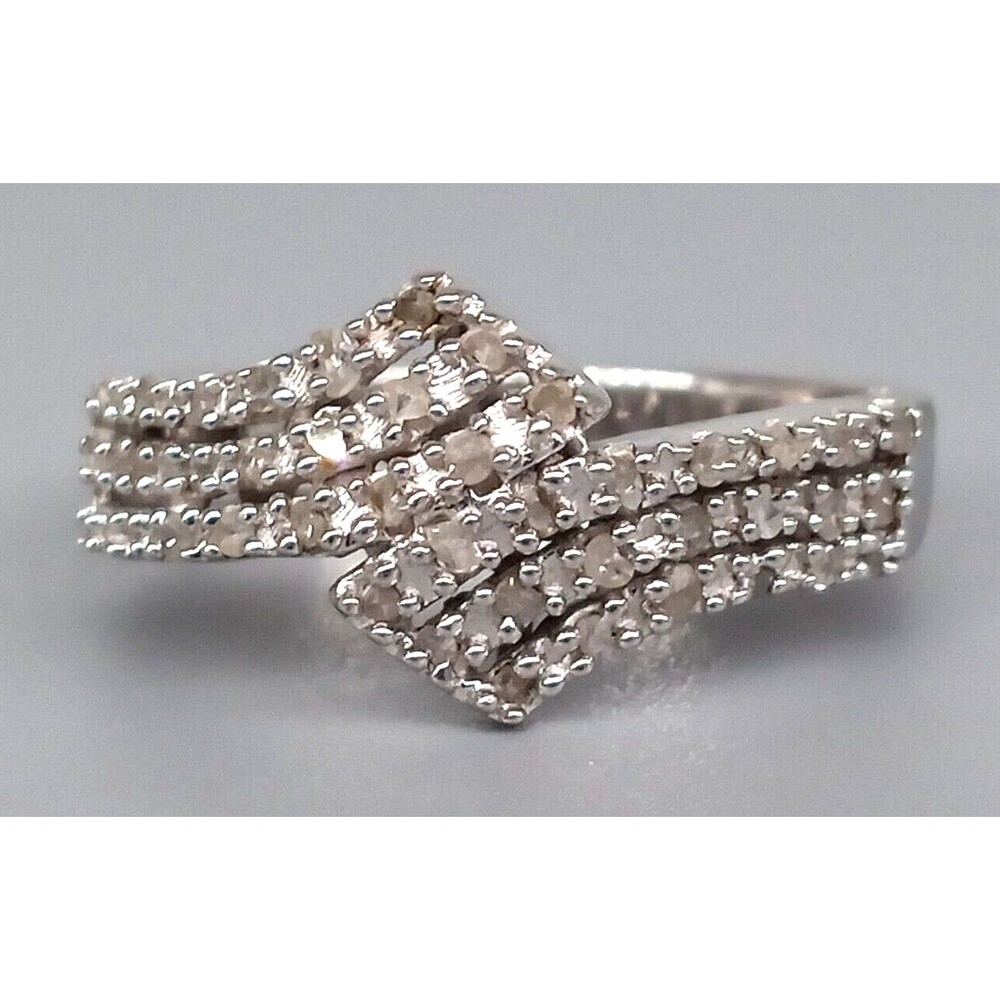 Clear Quartz Ladies Ring 925 Silver Size 7 Designer Estate Jewelry